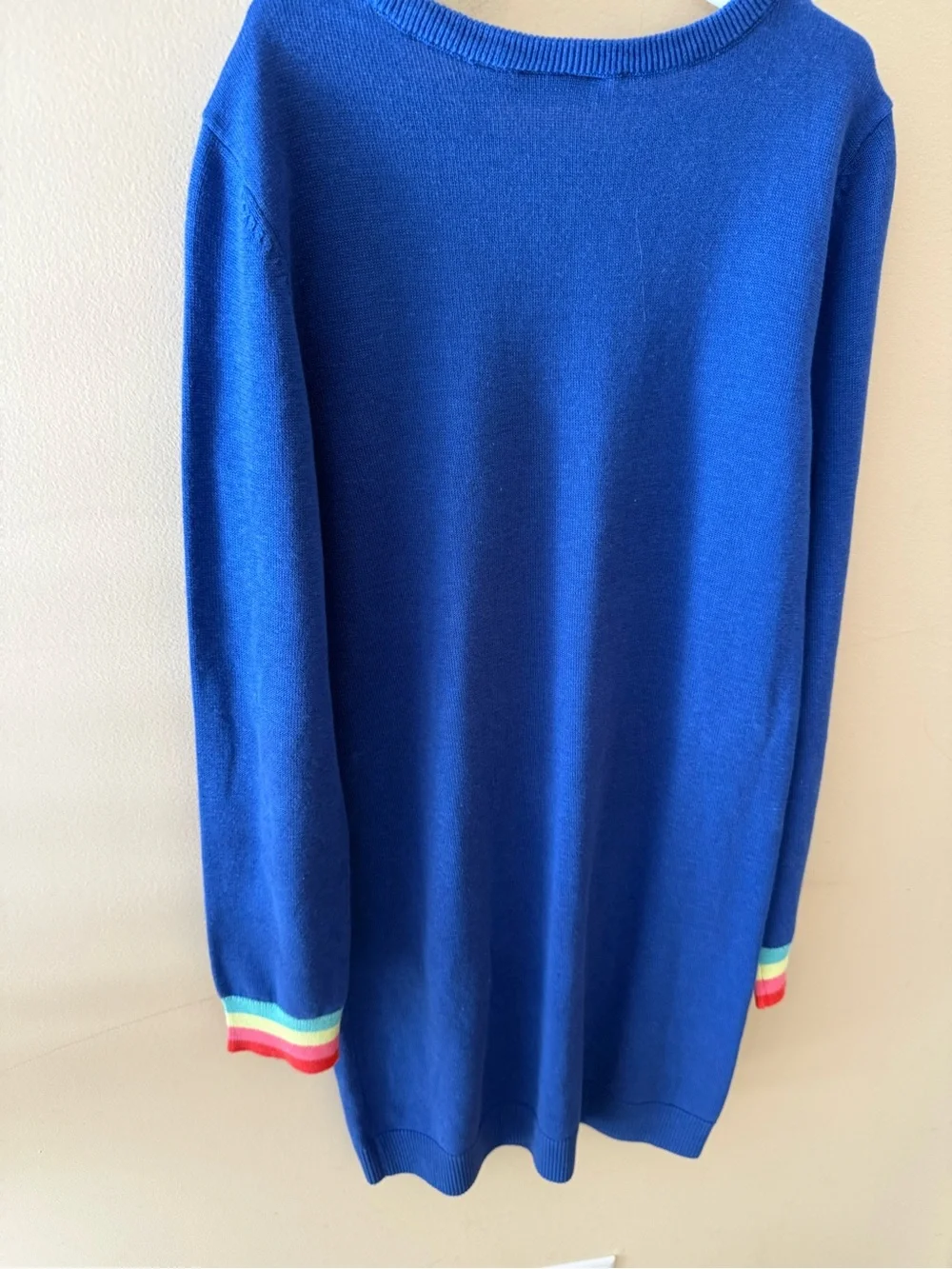 Childrens place knit long sleeve dress star print blue size 10